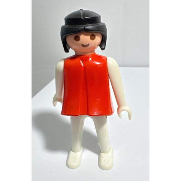 Vintage Playmobil Figures Set Of 2 Red & White Boy Girl - Picture 2 of 8